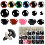 Buylorco 600pcs Plastic Safety Eyes and Noses for Amigurumi Crochet Crafts Dolls Stuffed Animals and Teddy Bear, Multiple Colors and Sizes (Ø 6~14mm)