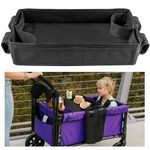 Stroller Snacks Tray for Wonderfold Wagon W2, Double Sided Bottom Padding - Storage Mesh Pockets - 2 Kid’s Cup Holders, Faux Leather Polyester Side Easy to Clean for Eating & Activities (W2 Series)