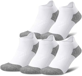 Gonii Compression Athletic Ankle Socks Women Running Cushioned Low No show Socks 5 Pairs (White)