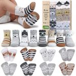 Infancie Organic Cotton Baby Socks 0-6 Months 8 Pairs Newborn Socks Gripper Socks Soft Breathable Comfortable Non-Irritating Baby Socks for Infants