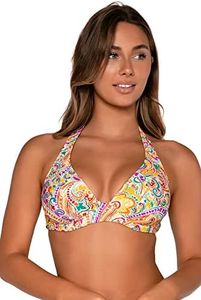 Sunsets Women's Standard Muse Halter Swimsuit Bikini Top with Underwire & Removable Cups, Phoenix, 30-34E/G