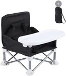 HB.YE Baby Folding Dining Chair Portable High Multifunctional Child Little Seat Dining Aluminum Alloy Travel Compact Booster Seat with Tray Black