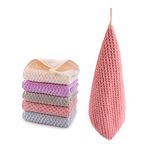 Hanging Hand Towels，Hand Dry Towels for Kitchen & Bathroom, Super Absorbent Soft Small Hanging Towel Set with Hanging Loop, Machine Washable Towel Fast Drying, Set of 5 …