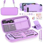 Younik Switch Accessories Bundle, 17 in 1 Switch Accessories Kit for Girls Include Switch Carrying Case with 9 Game Card Slots, Adjustable Stand, Protective Case for Switch Console & J-Con（Purple）