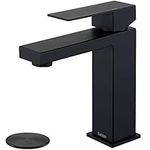 Tohlar Black Bathroom Faucet, Bathroom Faucets for Sink 1 Hole, Matte Black Single Hole Bathroom Faucets Modern Single Handle Washroom Vanity Faucet with Overflow Pop Up Drain and Water Supply Lines