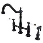 KINGSTON BRASS KS1275PLBS Heritage Kitchen Faucet with Brass Sprayer, 8-3/4-Inch, Oil Rubbed Bronze