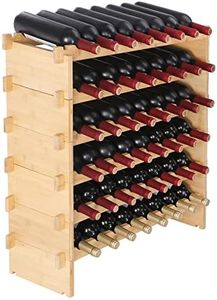 VEVOR 48 Bottle Stackable Modular Wine Rack, 6-Tier Solid Bamboo Wood Storage Racks, Floor Freestanding Wines Holder Display Shelf, Wobble-Free Shelves for Kitchen, Bar, and Cellar (Natural Color)