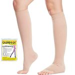 Beister 20-30 mmHg Knee High Compression Socks Open Toe Calf Support Women Men