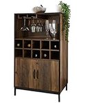 spot on dealz® Drinks Cabinet Home Bar Unit Wine Bottle Holder Wine Racks Free Standing Wooden Drinks Bar Racks for Living Room Kitchen 2 Doors Storage Furniture