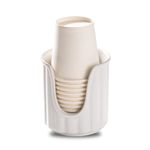 TANEW Ceramc Bathroom Cup Dispenser with Stylish Vertical Stripes - Dixie Cup Dispenser & Mouthwash Cup Holder Holds 3oz Paper Cups for Rinsing Cups on Bathroom Vanity Countertops Matt White