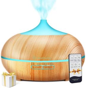 Sunfuny Essential Oil Diffuser, 550ml Aromatherapy Diffuser with Remote Control, Ultrasonic Aroma Diffuser Cool Mist Humidifier Fragrance Vaporizer with 8 Color LED Light, Xmas Gift (Light Wood Grain)