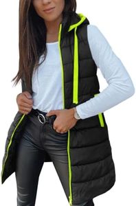 Veatzaer Women Long Vest Sleeveless Hood Winter Puffer Vest Outwear