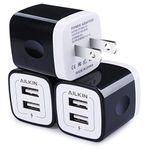 USB Wall Charger Charger Adapter Ailkin 3-Pack 2.1Amp Dual Port Quick Charger Plug Cube Replacement for iPhone 7/6S/6S Plus/6 Plus/6/5S/5 Samsung Galaxy S7/S6/S5 Edge LG HTC Huawei Moto Kindle