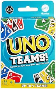 Mattel Games UNO Teams Card Game for Family Nights, Game Nights, Travel, Camping & Parties for Players 7 And Up In Up To Four Teams, With Cards Any Colorblind Player Can Use, HXT58