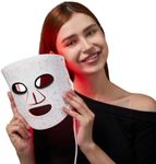 4-in-1 Red Light Therapy for Face, 300 LEDs Face Mask with 620nm Red, 460nm Blue & 850nm Near-Infrared, Rechargeable Skin Care Mask for Sensitive Skin, Age-Defying, Acne & Repair (White)