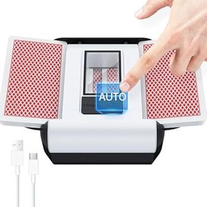 Soopotay Rechargeable Automatic Card Shuffler 2 Deck – Fast, Reduced Jams, Low Noise, Compact & Lightweight, Ideal Uno Card Shuffler for Game Nights, Travel, and Parties