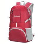 ZOMAKE Packable Hiking Backpack Lightweight 35L,Foldable Backpacks Water Resistant Daypack for Outdoor Hiking Women Men(Red)