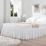 KANCHI DÉCOR - Microfiber Bed Skirt Wrap | Solid Easyfit Full Size 18 Inch Drop Tailored Wrinkle Fade Resistance Soft Fabric Stylish Design Bedskirts- (White, 54 * 75 in)
