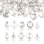 Airssory 100 Pcs 10 Styles Vintage Nautical Anchor Theme Charms Collection Bulk for Necklace Bracelet Jewellery Making and Crafting - 13.8x10.5mm