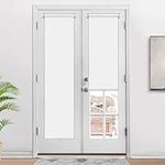 LazBlinds 100% Blackout Door Blinds, No Drill Cordless Roll Up French Door Blinds, Thermal Insulated Light Blocking Shades for Front Door Patio Sidelight Glass Door, 14'' W x 70'' L, White, 1Pcs