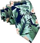 Kebocis Boys Tie Cotton Necktie for Children, Floral - Navy, 119