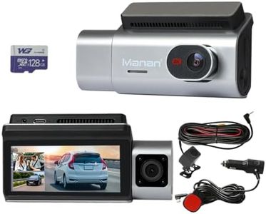 Manan 3 Dash Cam 4K+1080P+1080P with 2.4G Wi-Fi GPS Front Rear and Inside Three Way Triple Car Camera, Night Vision, 24H Parking Mode, Touch Screen, Support 128GB Max