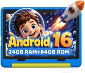 Urao Kids Tablet, Android 16 Tablet for Kids 10 inch with Case, 24GB RAM 64GB ROM 1TB TF Card Expandable for Toddler Children, Parental Control, Dual Camera, WiFi,Gift