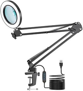 10X 8X Magnifying Lamp, Magnifying Glass with Light and Stand with Swivel Arm, Table Desk Lamp with 72 Dimmable LEDs Hands Free for Craft Reading Painting Hobby Close Reading Repairing Manual Work