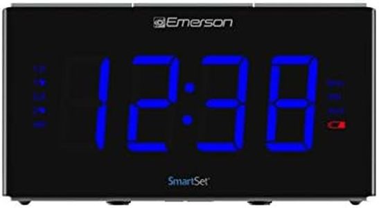 Emerson Smartset Sound Therapy Alarm Clock Radio with White Noise/Nature Sounds 1.8" LED Display Black/Blue, ER100105