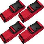 TRANVERS Ultra Long Heavy Duty Luggage Straps for Suitcases/Uprights/Duffels/Bags, 79" Adjustable Travel Packing Belts for Cargo Safety, Sturdy Baggage Strap Belts Multi-Pack, 4-pack, Red, 200cm