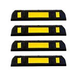 LADWA 600 mm, Pack of 4 Rubberised Car Wheel Parking Stopper for Garage Floor with Reflective Yellow Tape Curb