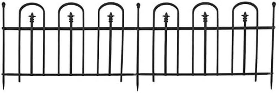 Sunnydaze Strasbourg 6' Set of 2 Steel Decorative Garden Fence Panels - 37.5" W x 30.5" H Per Panel - Black
