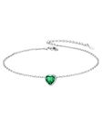 Delicate Silver Anklet with May Birthstone - Sterling Silver Anklet for Women