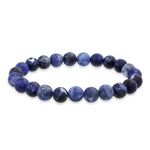 Semi Precious Gemstone Purple Matte Sodalite Round Bead 8MM Stacking Stretch Bracelet for Women Men Teen Unisex Strand