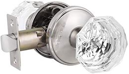Probrico Hardware (1 Pack) Diamond Crystal Door Knobs Door Knobs, Passage Function for Hall and Closet Doors, Classic Round Glass Door Lock in Satin Nickel Perfect for Replacing Broken Antique Lock