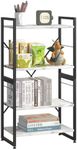 Azheruol 4 Tiers Bookshelf Adjustable White Faux Marble Organizer, Modern Small Bookcase for Small Space,Industrial Wooden Storage Display Rack and Storage Organizer for Living Room Home Office