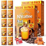 SOL 100pk Bulk NY 3 in 1 Coffee Sachets Salted Caramel Sachet and SOL Stickers, Case Pack NY Coffee 10 x 10 Coffee Sachets 3in1