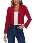 MINTLIMIT Cropped Ladies Jackets Open Front Blazer Coat Tailored Elegant Suit Jacket (Red S)