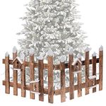 URBNLIVING 1x Christmas Tree Skirt Stand Rustic Wooden Snow Fence With 30 LED Lights