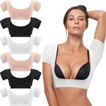 Handepo 6 Pcs Underarm Sweat Vest Breathable Armpit Sweat Proof Sweat Shirt Pads for Woman Underarm Sweat Protector(Medium,White, Black, Nude)