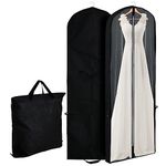 TONIFUL Black 72" Wedding Dress Bag Bridal Wedding Gown Dress Garment Bag with Carry Handle Travel Garment Bag for Dresses Long Dress Bags for Long Dress Gowns Long Prom