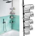 HapiRm Tension Shower Caddy - 4-Tier Adjustable Shower Shelves, Rustproof & Waterproof Shower Caddy Corner with Soap Holder, Shower Organizer Tension Pole for Bathroom Extend from 104.3 to 113.8 Inch