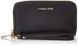 Michael Kors Women's Large Jet Set Travel Phone Case Accessory-Bi-Fold Wallet, Black, One Size