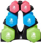 Kakss Neoprene Dumbbells sets for Gym Exercise (Proudly Made in India) (1kg + 2kg + 3kg Set)12kg Dumbbell With Stand New