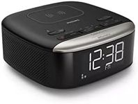 Philips Audio Radio Alarm Clock, TAR7606/10 Radio Alarm Clock with Charging Function, Multifunctional Radio Alarm Clock with Wireless Qi Charger, Bluetooth Streaming & Large Clear Display