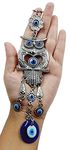 ARTISKRITI Metal Evil Eye Hanging Home Wall Hanging Decorative Items Nazar Battu For Home Protection, Good Luck Charm And Prosperity, Silver Blue