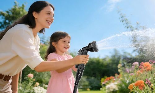 HOMOZE 100ft Expandable Garden Hose – Anti-Leakage, 10-Function Nozzle, Black