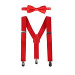 CLOTHERA Suspender and Bow Tie Set for Kids (Red)