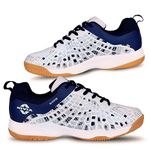 Nivia HY-Energy Badminton Shoes for Men | Ultimate Footwear for Badminton, Padel, and Pickleball | High-Performance, Non-Marking Court Shoes | Elevate Your Court Play | (White/Blue) | Size UK08