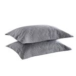 MarCielo 2-Piece Embroidered Pillow Shams, Decorative Microfiber Pillow Shams Set Standard Size Grey